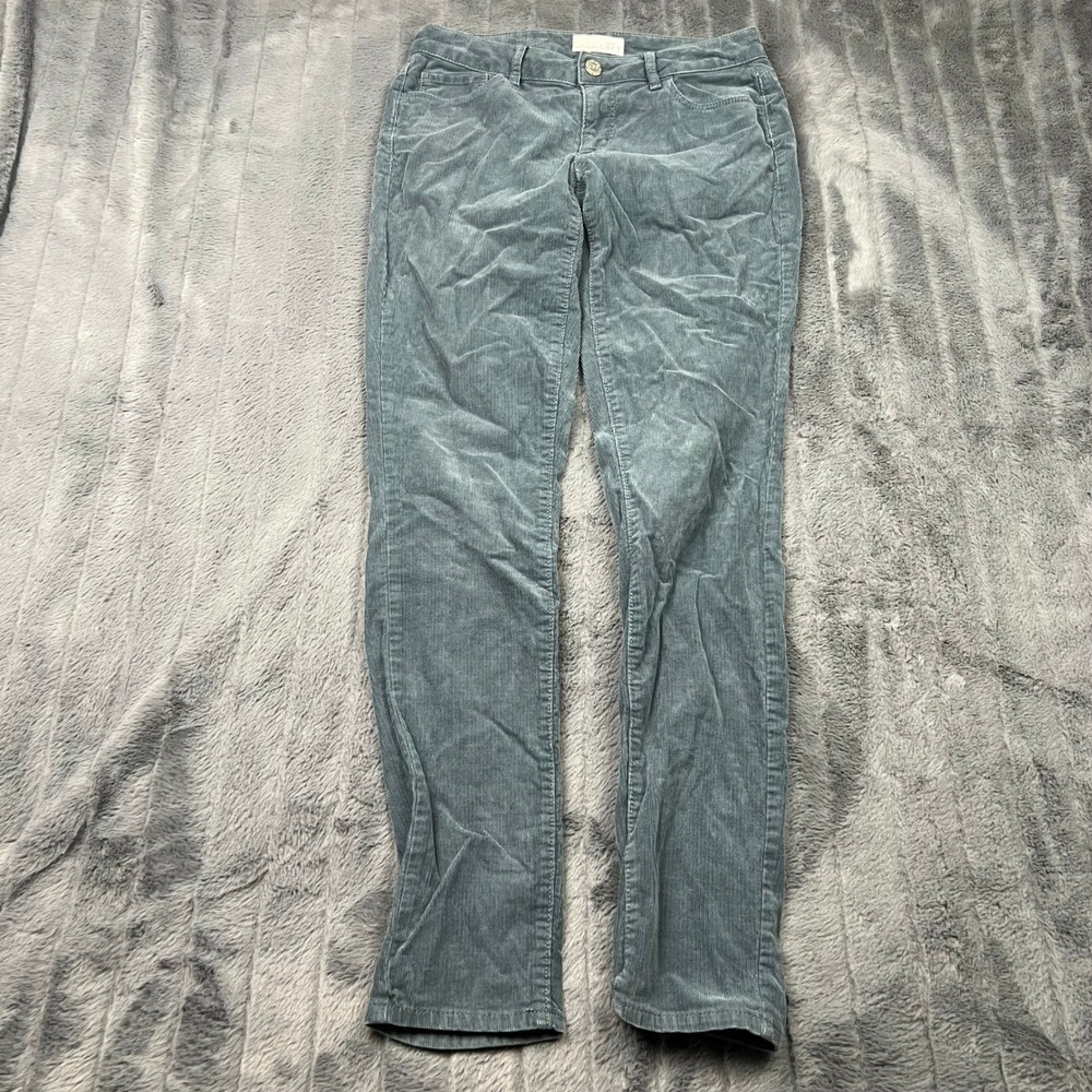 Ann Taylor LOFT Curvy Skinny Corduroy Pants Teal Blue Gray Size 25 0